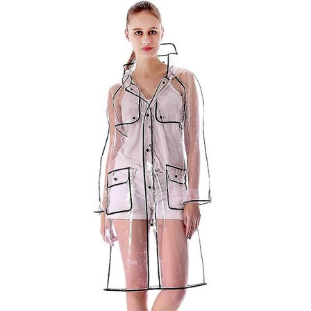 Voksen Gennemsigtig Tyk Hætte Langærmet Vandtæt Regnfrakke Poncho Regntøj