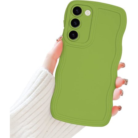 Samsung Galaxy S23 Plus Mobilskal för Tjejer Kvinnor, Sött Lockigt Vågformad Ram Flytande Silikon Flexibelt Mjukt Stötsäkert Kameraskydd 