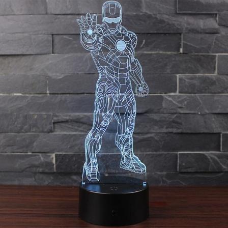 Hjemmedekor Marvel Iron Man 3D illusjons LED nattlys 7 farger berøringsskjermbordlampe gaver