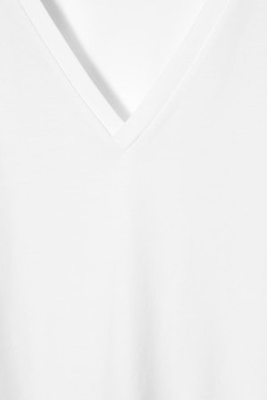 COS T-Shirt Z Dekoltem W Serek 24/7 in Biały