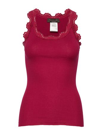 Silk Top W/ Lace T-shirts & Tops Sleeveless Röd Rosemunde