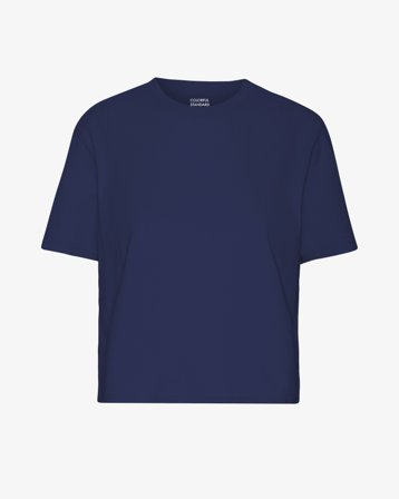Organic Boxy Crop Tee - Marine Blue M