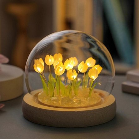 13 Gule Tulipaner LED Natlampe til Romantisk Skrivebordsdekoration