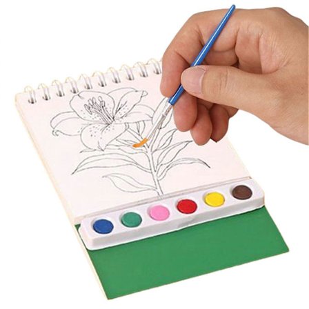 Akvarellmaleribok Gjenbrukbar akvarelløvelsesbok med farger Enkel fargelegging for nybegynnere, Blomst