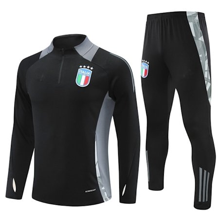 2425 Ny fotballtreningsdress halv glidelås høst- og vinterdress voksen barn Italia / svart Italia / svart QD Italia / svart - Perfet