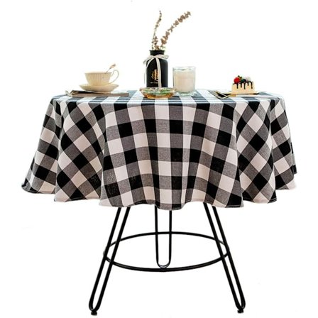 Buffalo Plaid Rund Bordduk Checkered Bomull Linne Bordduk för