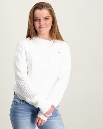 GANT Shield Cable Knit Jumper Vit Tröjor Tjej - Kids Brand Store