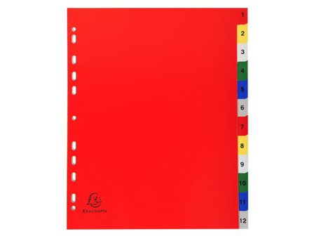 Exacompta Plastregister PP A4+ 1-12 flerfärgad - Lyreco - Kontorsmaterial - Pärmar och register - Plastregister - Tryckta