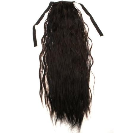 #4a Mörkbrun/svart - Hästsvans Vågig Rosett Mörkbrunt/svart