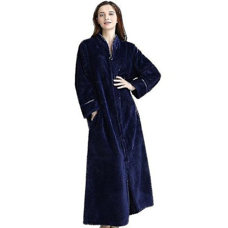 Lynlås Badekåbe til Kvinder Flanel Fleece Kåber Vinter Varmt Hjemmekåbe Natkjole