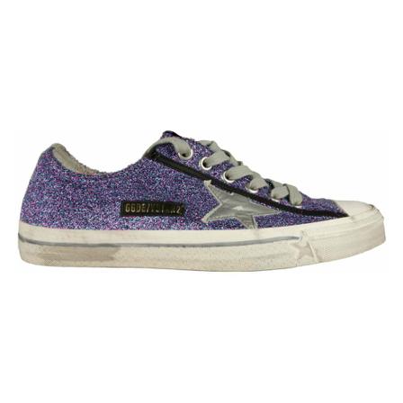 Golden Goose, Purple Leather Sneakers Paars, Dames, Maat:39 EU,leer