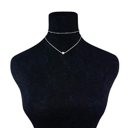 Halsband med hjärta, silverfärgade pärlor