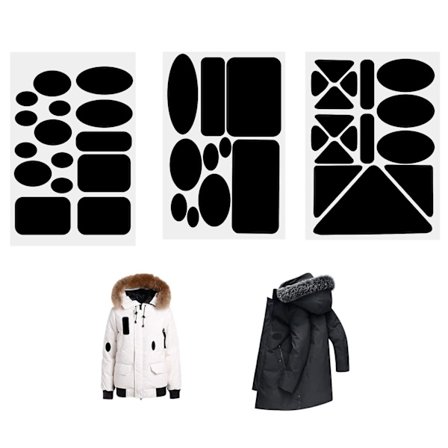 3 ark med dunjakke-lapper, selvklæbende reparationslapper, nylon reparationslapper, telt reparationsklistermærker til jakke, telt, overtøj, 