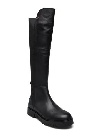 Long Leather Tommy Jeans Boot Höga Stövlar Svart Tommy Hilfiger