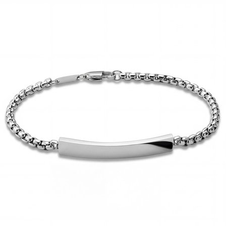New Classics | 6mm Silver-Tone Stainless Steel Rounded Box Chain ID Bracelet for Men - Chain Bracelets