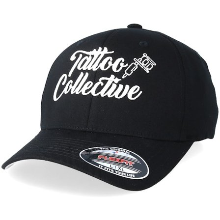 Tattoo Collective - Sort flexfit Kasket - Logo Black Flexfit @ Hatstore