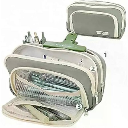 Stilfuld Sort Anti-Snavs Højkapacitets Penalhus Tre-Lags Ny Kvindelig Studerende Folkeskole Mellemskole Penalhus