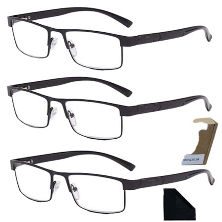 3-pakning Herr Metall Leseglass Rektangulære Lesebriller 2,0_paris