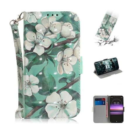 Sony Xperia 1 mønstret læderetui - Flotte Blomster