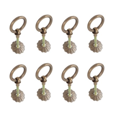 8 Sett Antikke Messing Ringhåndtak for Skap og Skuffer