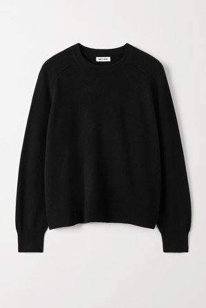 Soft Goat - Fine Knit Boyfriend Crewneck - Kashmirtröja dam - XS - Black