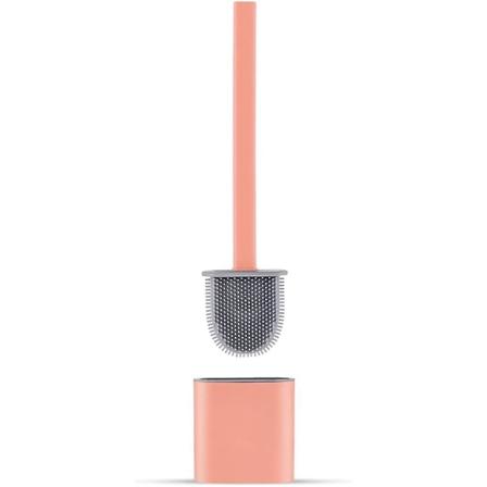 Silikon toalettbørsteplate - Toalettbørste og holdere, anti-drypp, antibakteriell, ventilert toalettbørste, bad og toalett (rosa) (FMY)