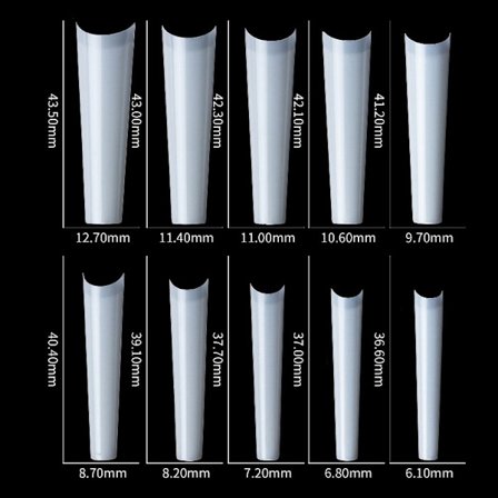 500 stk Ekstra lange spikerformede tupper XXL avsmalnende kvadrat HVIT - Perfekt hvit - maks