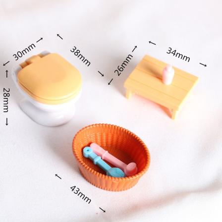 Micro Miniatyr Möbler Tiny Småskalig Leksak Doll House DIY Decora Mini Pocket Badrum Inter-Platform Basin Toilet