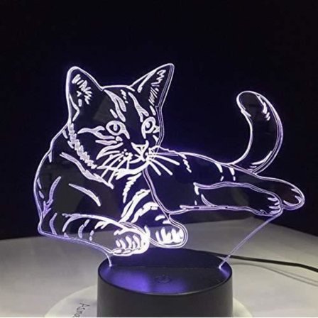 Nattlampe Liggende Kosete Katt 3D Led Lampe Akryl Nattlys USB Touch Lys Barn Søt Natt Soverom Lampe Lys -h