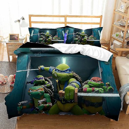 2023 Teenage Mutant Ninja Turtles Ny Film Sengesett Dynetrekk Putetrekk Sett Barn Anime Rom Dekor Trekk Gave T-09 T-09 AU Single-140x210cm