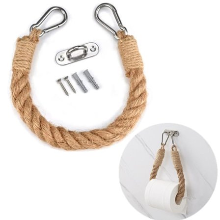 WC-paperiteline, puinen WC-paperiteline, luova seinälle kiinnitettävä WC-paperiteline, teollinen antiikkinen merellinen köysipyyheteline WC-kylpyhuone