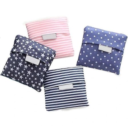 4-pack Folding Shopping Bags, Reusable Eco-Friendly Grocery Bags, Shopping Tote Folds into Attached Pouch