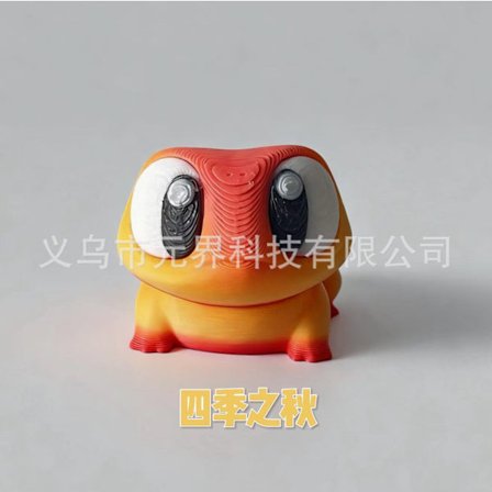 Två 3D-printade söta grodleksaker med stora ögon och fullt rörliga leder.