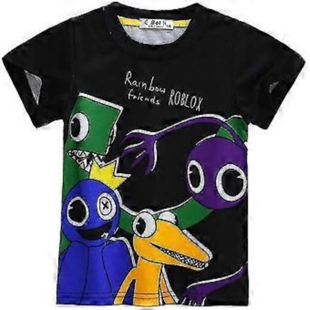 Barn Pojkar Flickor Rainbow Friends Kortärmad T-shirt Rund Hals Sommar Casual T-shirt Tecknade Toppar (7-8 År A)