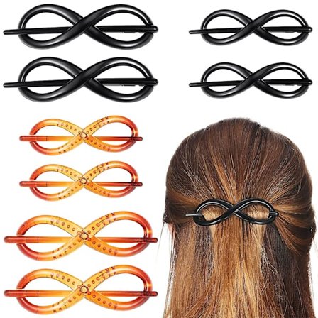 8 stk. Hårspenner uten metall, Twist Hårnål Barrette Fransk Stil Hårknute Hårspenner Hår Slide Hårnål Plast Svart Brun Viking Hårtilbehør Hestehale