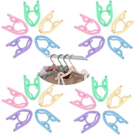 Rejsejakke Bøjler Voksen, Bøjler Pladsbesparende - Foldbare Plastik Tøj Bøjler Bærbar Velegnet til Udendørs Camping Rejse Forretningsrejse (5 Farver)