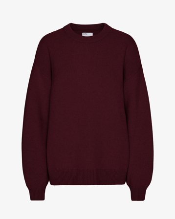 Oversized Merino Wool Crew - Oxblood Red M