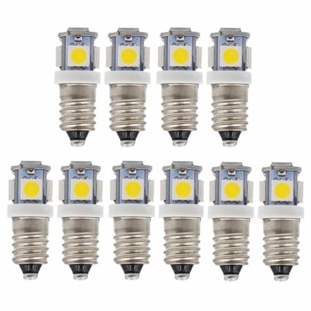 10 stk E10 6V LED-pærer 5SMD 0,5W 50LM Lampe (Kald Hvit)