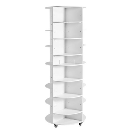 Roterende Skoholder med 7 Niveauer - Duoku - med Justerbare Hylder, 360° Drejelig Organizer til 28 Par, Hvid