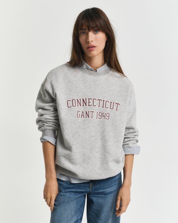 GANT Damen Rundhals-Sweatshirt mit Print (XL) Grau