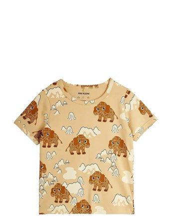 Mini Rodini Mammoth Aop Ss Tee - Beige - 116/122