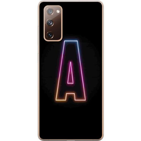 Yhteensopiva Puhelinkuori Samsung Samsung Galaxy S20 FE Minimalistinen neonkirjain A sateenkaarenvärisessä valossa mustaa taustaa vasten modernissa