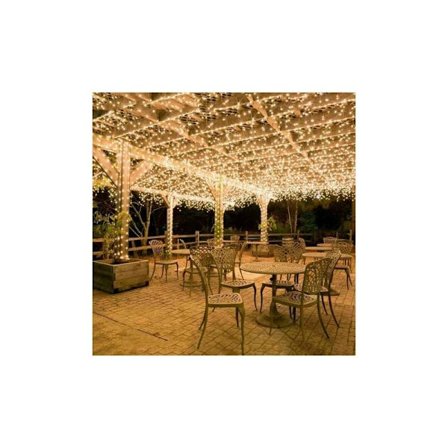 Gardinkedjor, 100M ljusslinga, varmvit, inomhus/utomhus dekoration, IP44 vattentät, semester bröllopsfest ljusslinga (600LED)