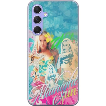 Yhteensopiva Puhelinkuori Samsung Galaxy A54 Seikkailumaailma Steve, Creeper ja eläimillä värikkäässä palikkagrafiikassa