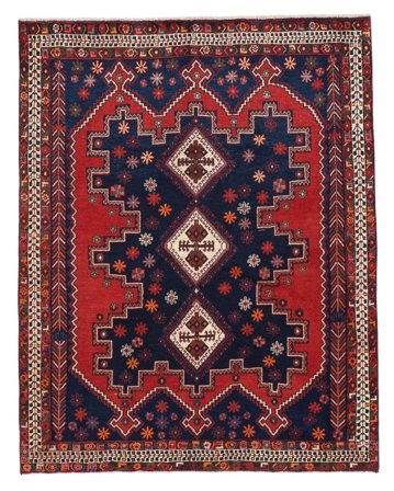 Handgeknüpft Afshar 163X208 Wollteppich Schwarz/Dunkelrot