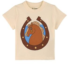 Mini Rodini Cream Horses Graphic T-shirt 104/110 cm - Tops - 104/110 cm - Cream