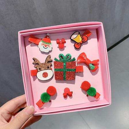 2023 julegaveeske Barnehårtilbehør Bangs Clip Søt Hodeplagg Hårklemme Julegave 9pcs style 2