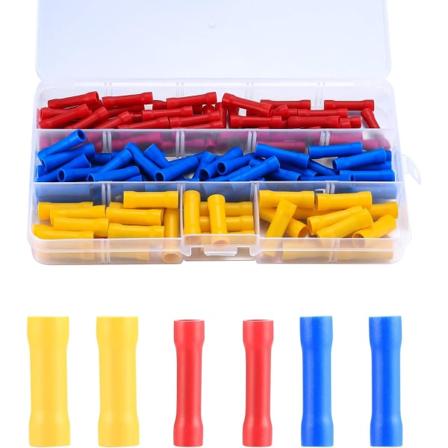 120 isolerede lige ledningsterminalforbindelser (blå, rød, gul), samlemuffer, automotive kabel crimp terminaler, elektriske samlemuffer crimp 