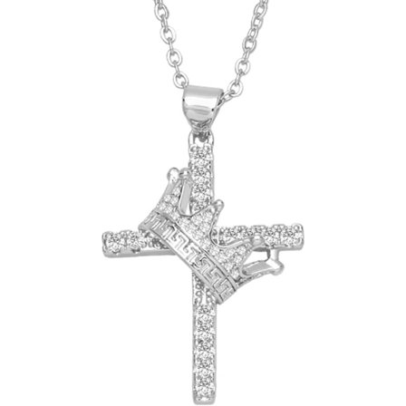 Korshalskæde med krone til kvinder, 18k forgyldt kors krone CZ tro-vedhæng halskæder til min datter/mor yndig Ch