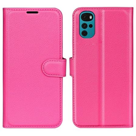 Classic Motorola Moto G22 flip kuoret - Ruusu Pink